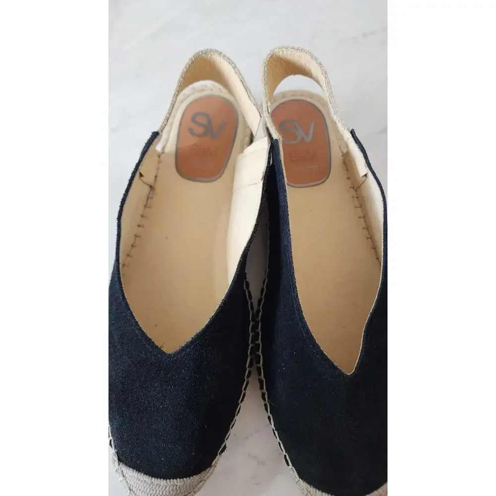 Salvi Handmade In Spain Sling Back Leather Suede Espadrille Shoes 39 EU/US 8.5